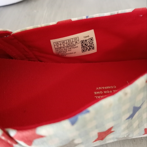 Toms White Blue Gingham Stars Glow In The Dark Alpargata Women's Size 11 - Picture 14 of 16